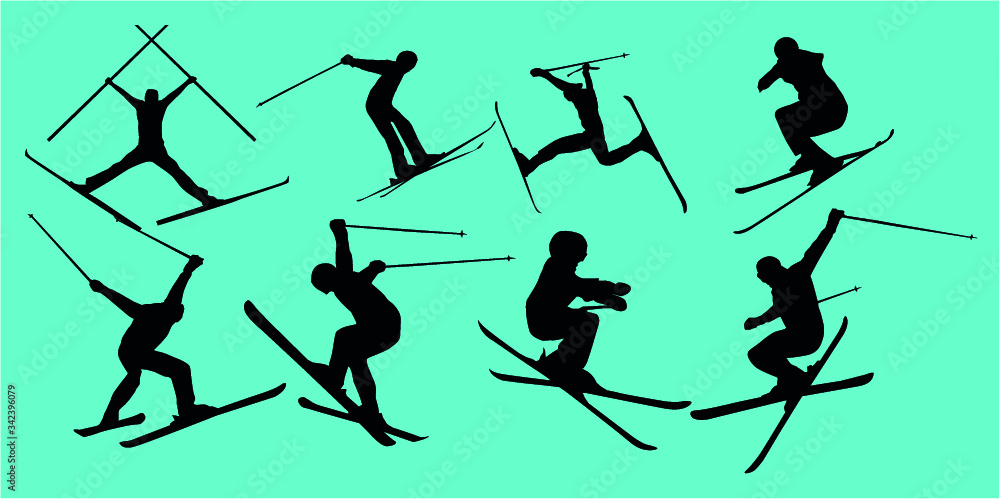 Winter sport skiers graphic design vector art