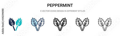 Peppermint icon in filled, thin line, outline and stroke style. Vector illustration of two colored and black peppermint vector icons designs can be used for mobile, ui, web