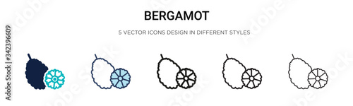 Bergamot icon in filled, thin line, outline and stroke style. Vector illustration of two colored and black bergamot vector icons designs can be used for mobile, ui, web