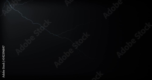 Lightning strikes on a black background with realistic reflections