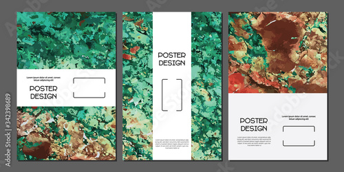 Abstract poster templates set marble stone textures design