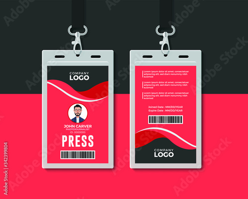 Red Employee ID Card Design Template