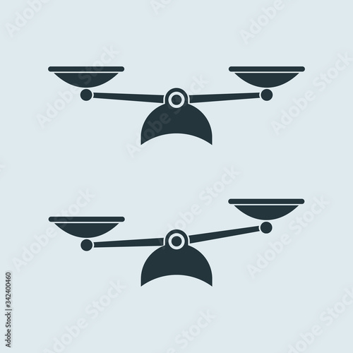 vector two scales icon in flat modern style, isolated on blue white bacground
