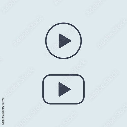 Free Download Play icon in flat outline style on white blue background - GFXLoad