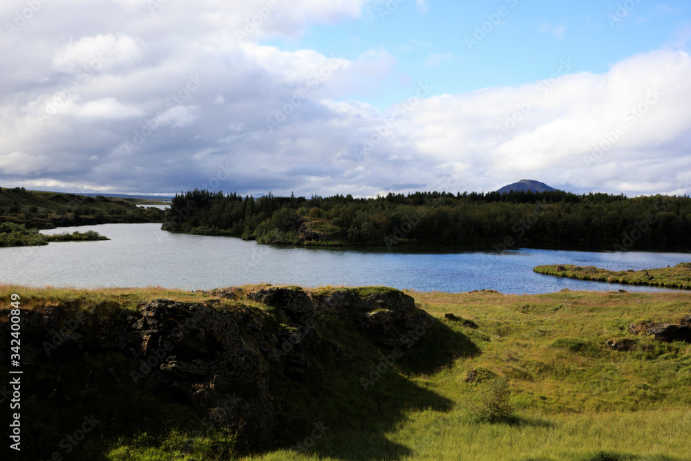 Myvatn / Iceland - August 30, 2017: Lake Myvatn area, Iceland, Europe Myvatn / Iceland - August 30, 2017: Lake Myvatn area, Iceland, Europe