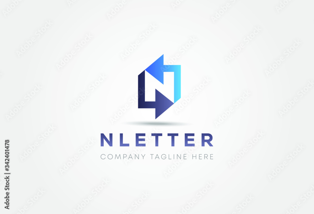 N letter with arrows. Vector design template elements for your application or corporate identity. N letter with arrows. Vector design template elements for your application or corporate identity.