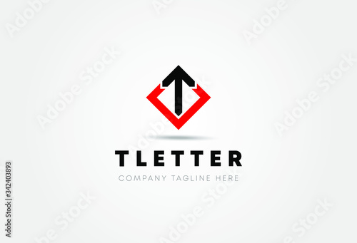 Abstract letter T arrow vector logotype. Line hexagon creative simple logo design template.