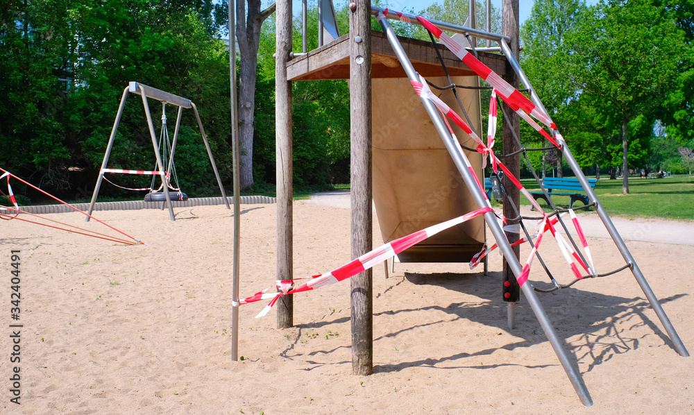 blocked, closed public children's playground due to coronavirus lockdown, good copy space blocked, closed public children's playground due to coronavirus lockdown, good copy space