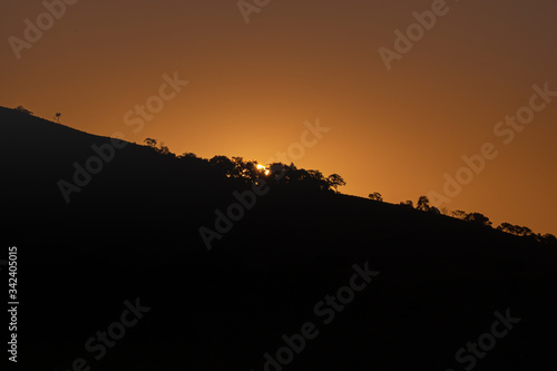 Sunset in a moutain with golden hour