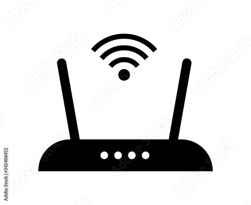 Wireless router. Modem with wifi signal. Wi-fi signal symbol. Internet Connection. Wi-fi wireless technology illustration on isolated background. Vector ilustration