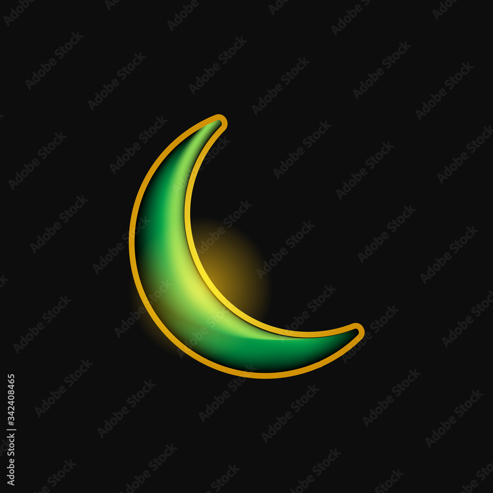 Realistic green and gold moon for ramadan kareem and eid mubarak vector design ornament islamic Realistic green and gold moon for ramadan kareem and eid mubarak vector design ornament islamic