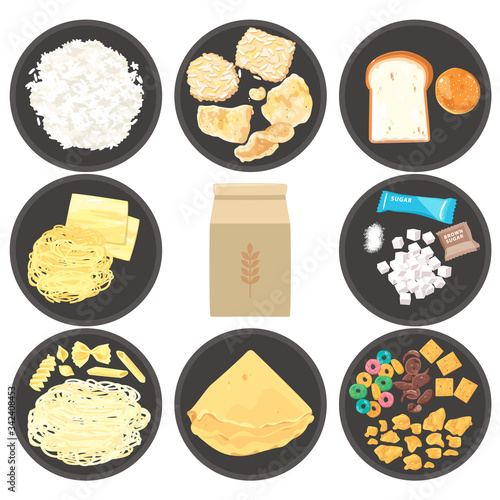 Top view of Carbohydrates foods.