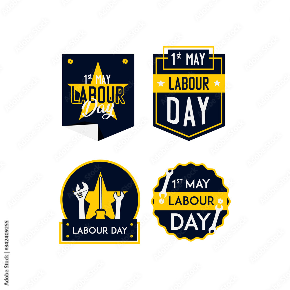 Naklejka premium Labour day label collection vector sign, symbol and badge holiday