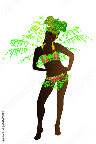 Brazil samba girl print embroidery graphic design vector art