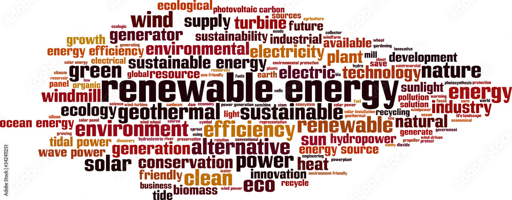 Naklejka premium Renewable energy word cloud