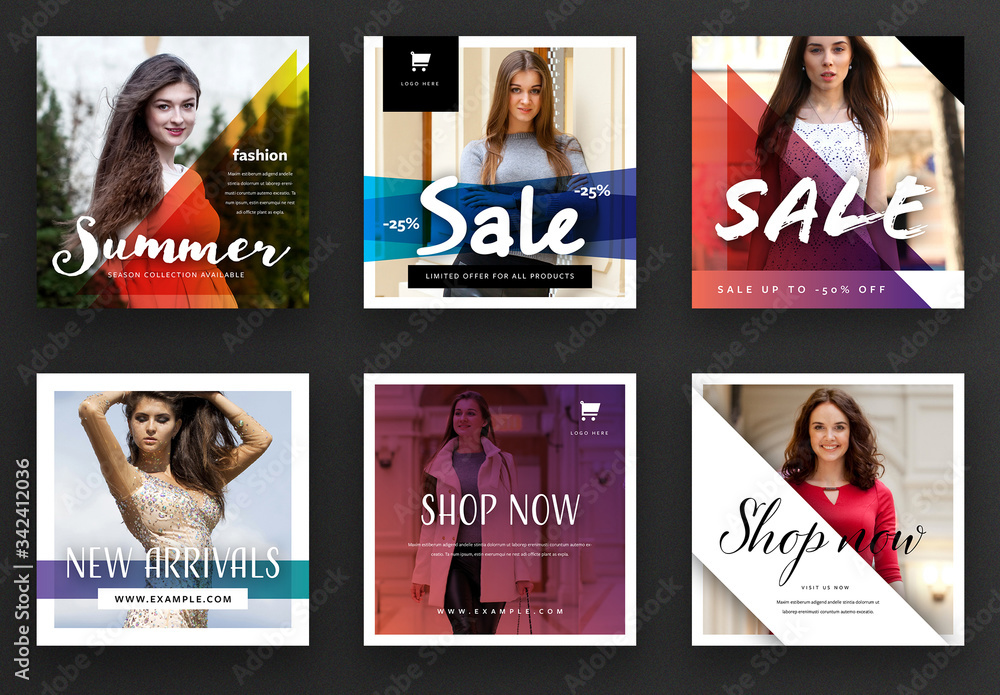 Multipurpose Social Media Layouts with Color Overlays Stock Template ...