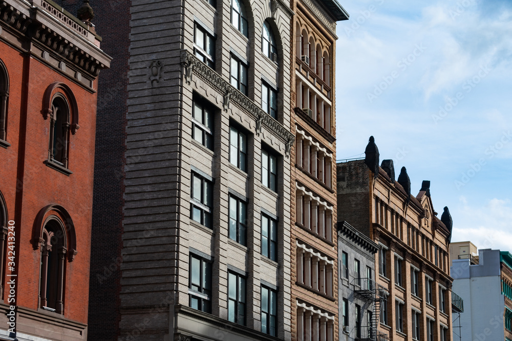 Row of Colorful Old Buildings in the East Village of New York City