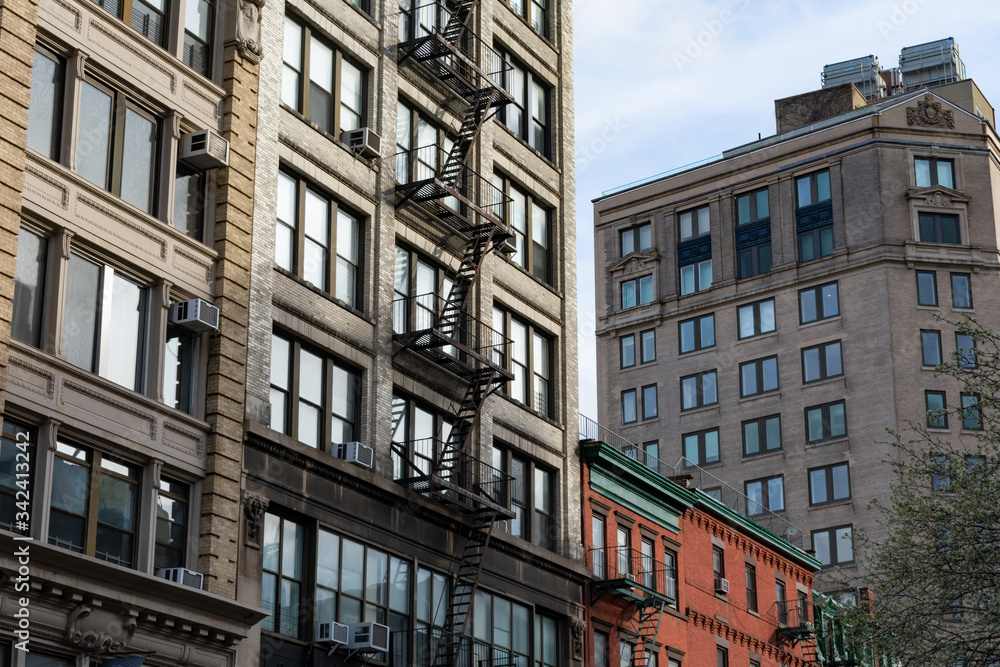 Row of Colorful Old Buildings in the East Village of New York City