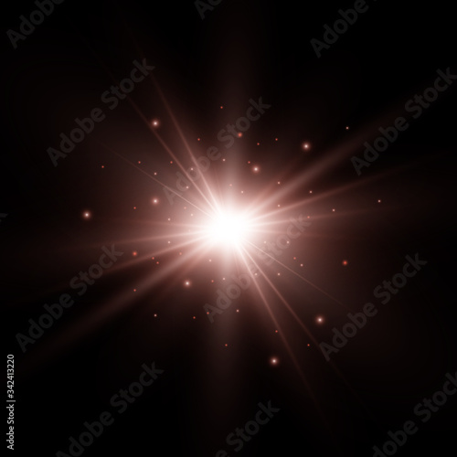 Fototapeta Naklejka Na Ścianę i Meble -  White beautiful light explodes with a transparent explosion. Vector, bright illustration for perfect effect with sparkles. Bright Star. Transparent shine of the gloss gradient, bright flash.