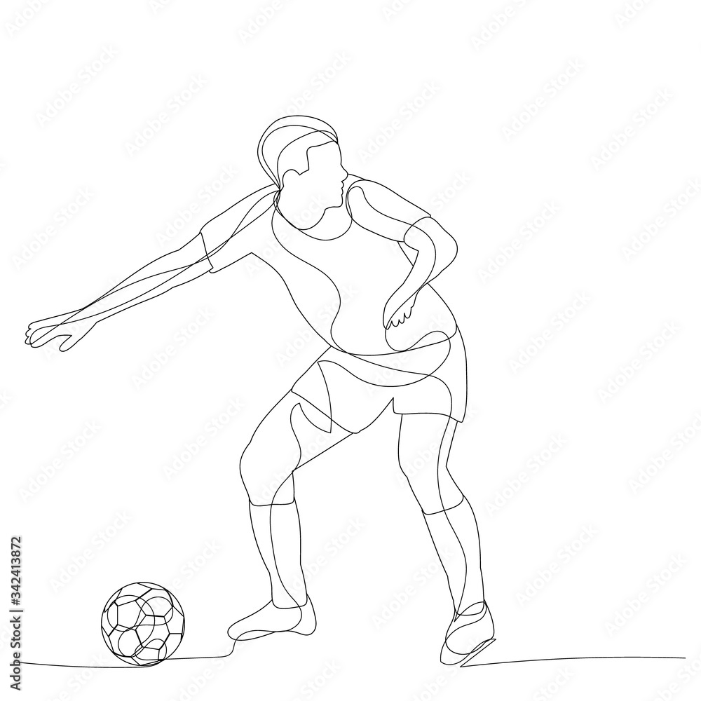 sketch of a soccer player with a ball