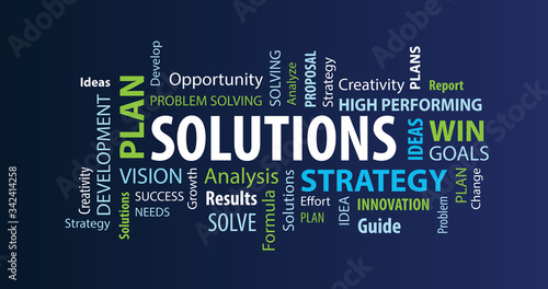 Solutions Word Cloud on a B...