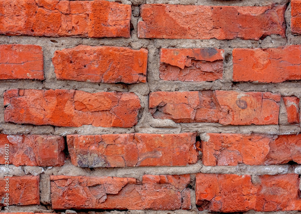 Seamless texture pattern background from old sprinkling red brick with protruding cement seams. Seamless texture pattern background from old sprinkling red brick with protruding cement seams.