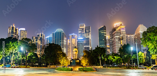 Night panorama of Jakarta, the capital of Indonesia