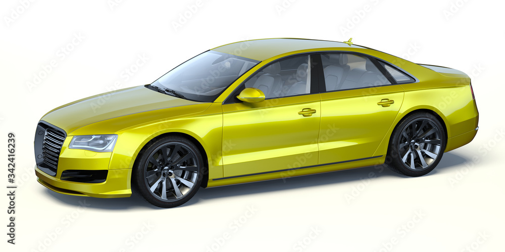 3D rendering of a brand-less generic concept car in studio environment