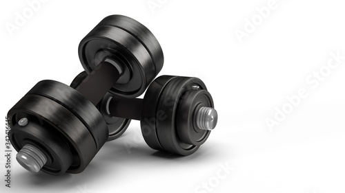 dumbbell on white background 3d rendering for sport content.