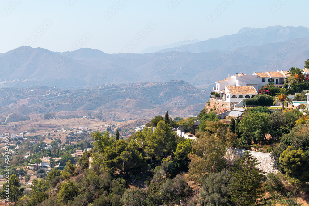 View of the mountains in Mijas in Spain