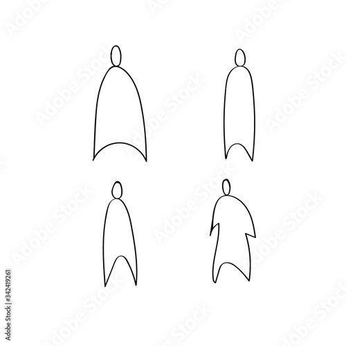 Vector illustration, Outline silhouettes of people, Contour drawing, Icon, architecture sketch people