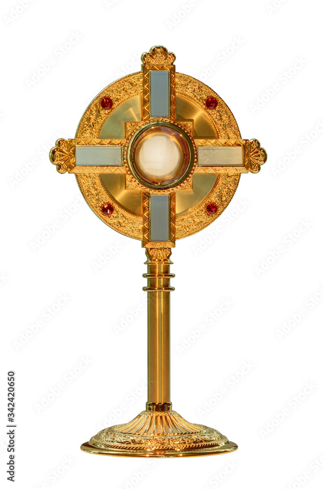 Ταπετσαρία monstrance or ostensorium displaying the consecrated host, the Body of Christ is