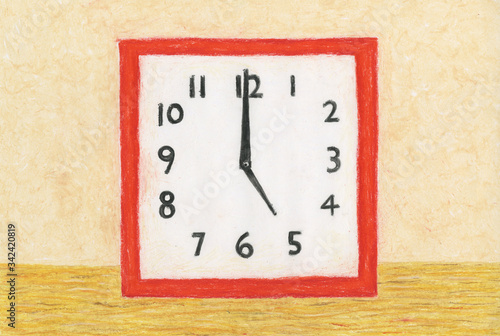 Hand drawn retro square clock (ID: 342420819)