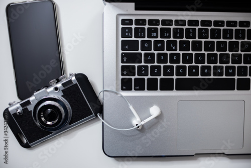 technological equipment, computer keys. industrial appearance, modern still life based on modern times.