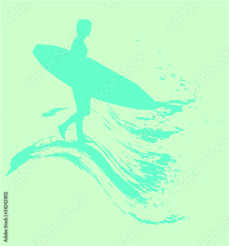 Summer sport surf print embroidery graphic design vector art
