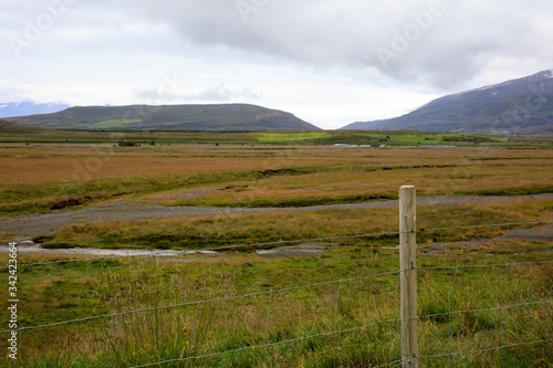 Akureyri / Iceland - August 26, 2017: The fields near Laufas Folk museum area, Iceland, Europe photo