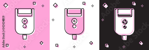 Set Electric razor blade for men icon isolated on pink and white, black background. Electric shaver.  Vector Illustration