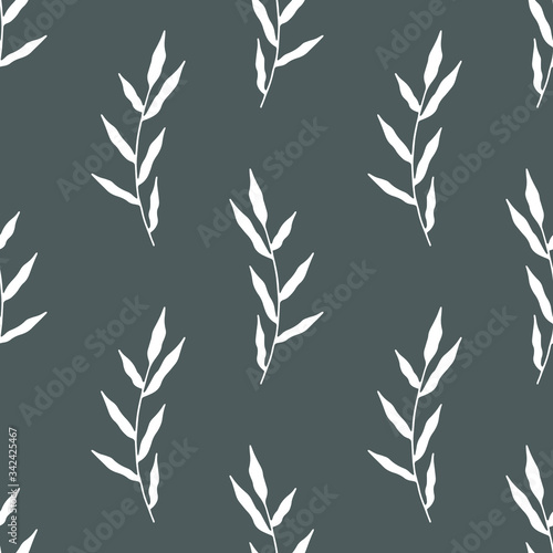 Cute hand drawn forest leaves seamless pattern. Traditional leaves in ink, doodle style for wedding decoration and arrangements.