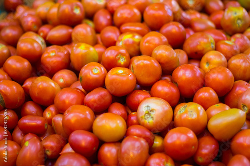 Red tomatoes on market
