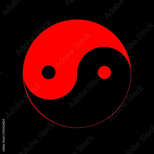 Vector yin yang red sign on a black background