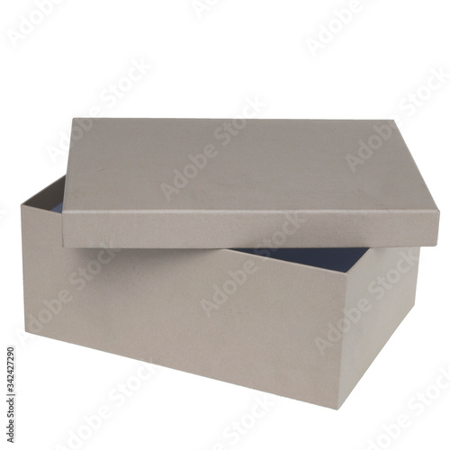 gray square cardboard box with lid for gift