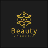 Elegant Luxury Golden Star Flower Mandala logo design with initial letter B