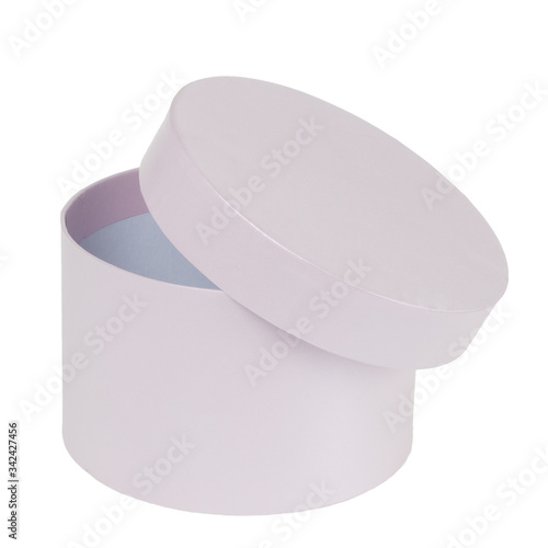 purple round cardboard box with lid for gift