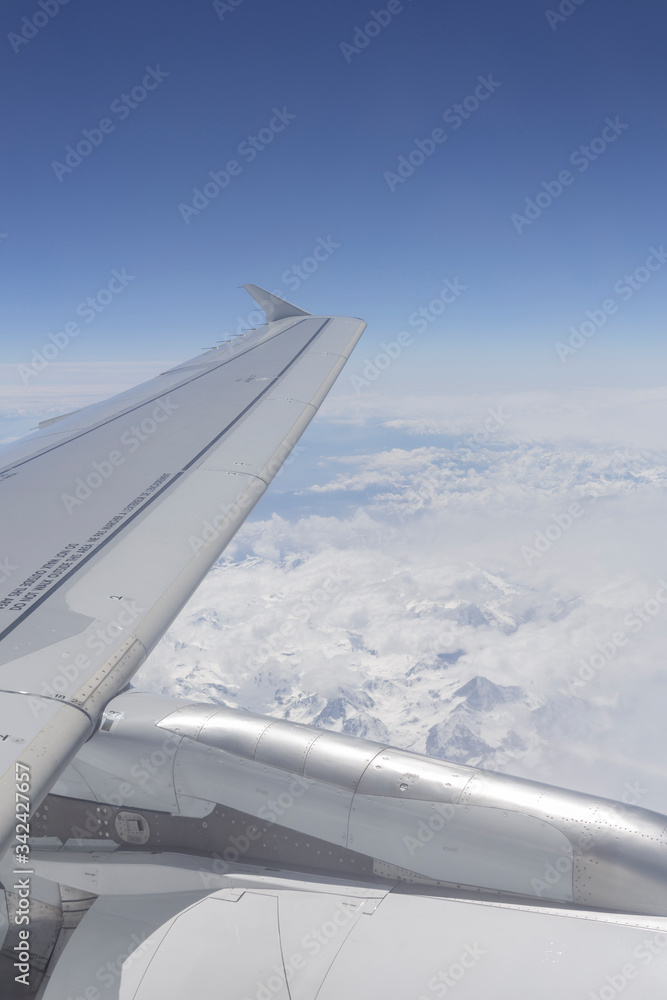 Aerial of the Alps from a commercial airplane.