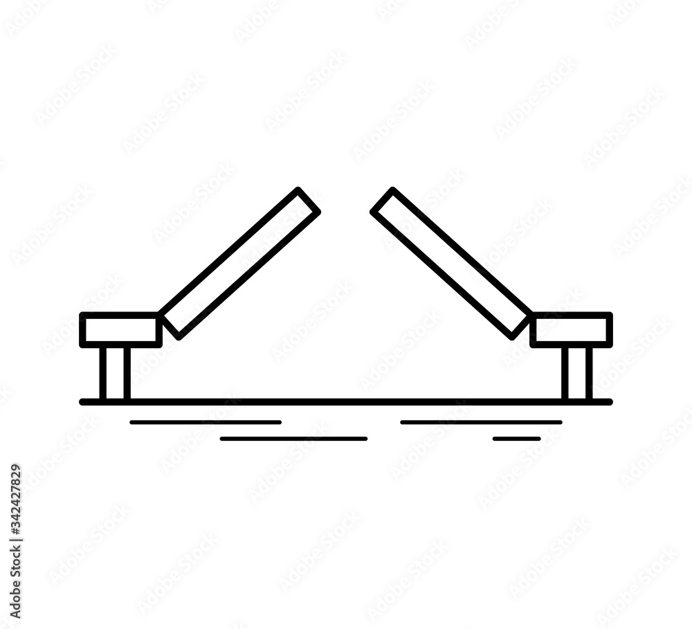 Moveable bridge line icon isolated on white background. Urban architecture. Vector illustration. Moveable bridge line icon isolated on white background. Urban architecture. Vector illustration.