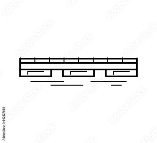 Pontoon bridge line icon isolated on white background. Urban architecture. Vector illustration.