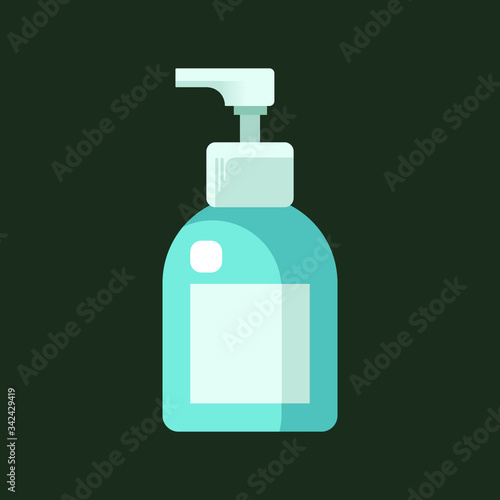 Flat design Hand sanitizer bottle illustration. Liquid soap dispenser flat icon, isolated on background
