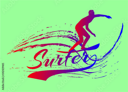 Summer sport surf print embroidery graphic design vector art