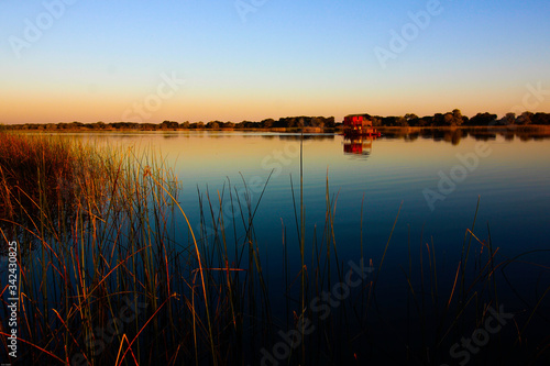 Boteti river Botswana at sunset photo
