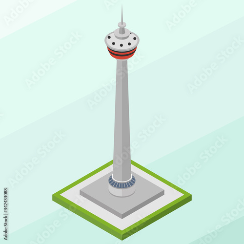 Isometric Vector Illustration Representing Calgary Tower Building, Landmark of Alberta, Canada